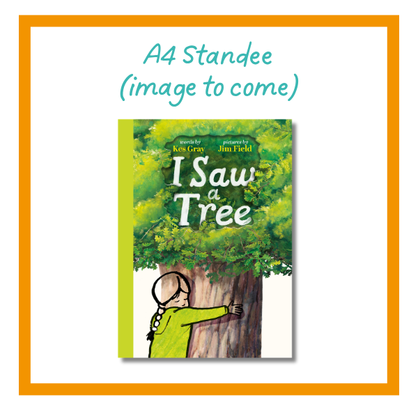 I saw a tree holding image on a white background with orange details