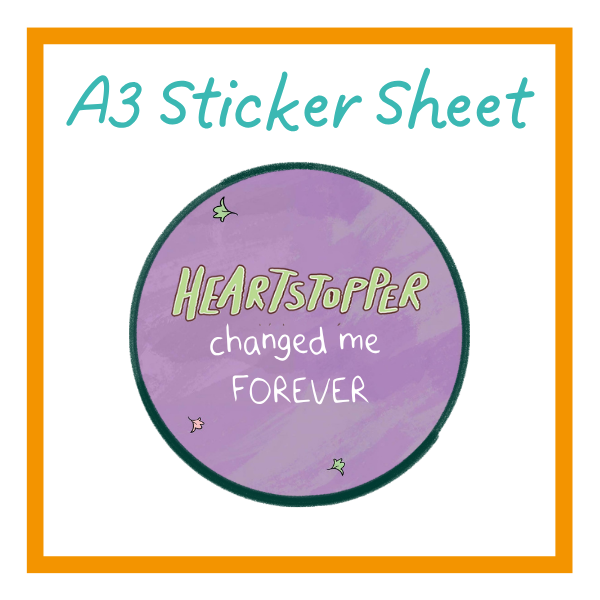 Heartstopper sticker sheet on a white background with orange details